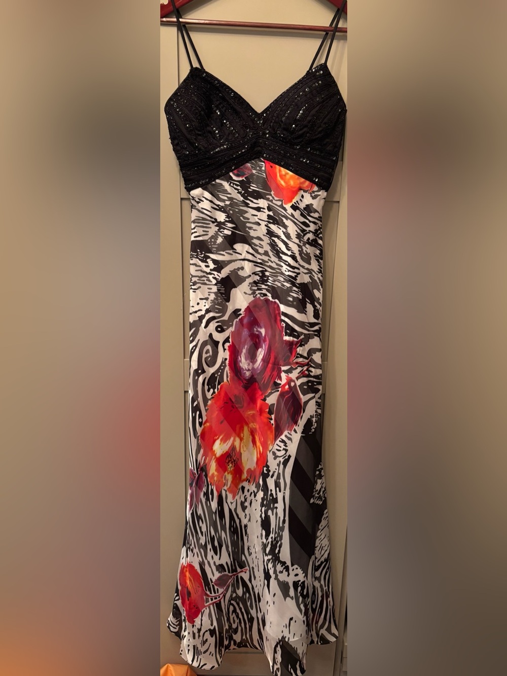 Floral Red and Black vintage dress